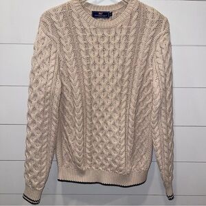 Vineyard Vines Fishermen Cable Knit Cotton Cream Sweater Mens Small